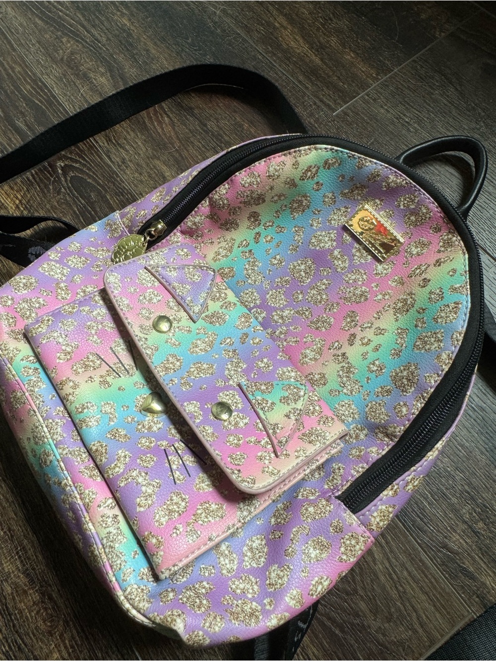Betsey Johnson Cat Kitten Rainbow Backpack - Picture 1 of 10
